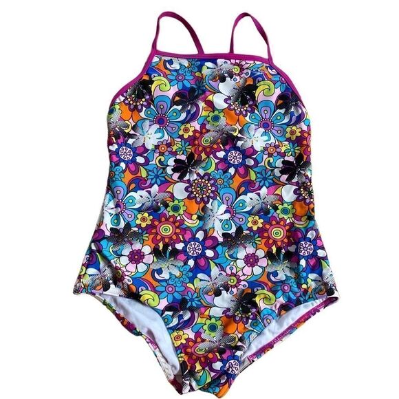 Speedo girls, thin strap, one piece, pop, art floral swimsuit, size 12 - Picture 1 of 5